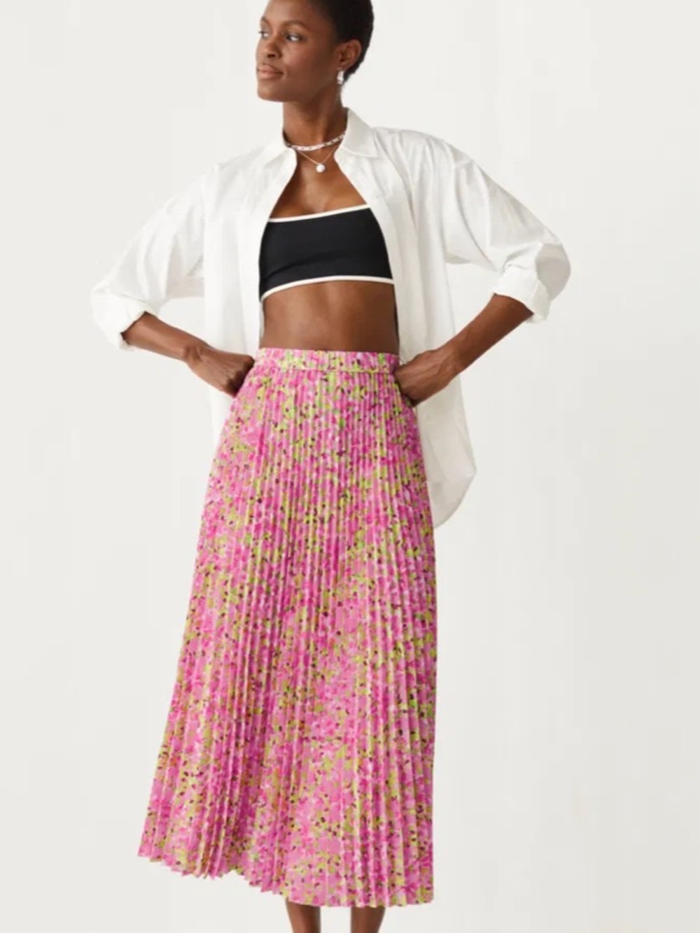 Stockholm Atelier & Other Stories Plissé Pleated floral Maxi Skirt Size S